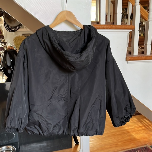 Black 3/4 length sleeve Mango spring weight puffer sz 8 - Picture 4 of 5